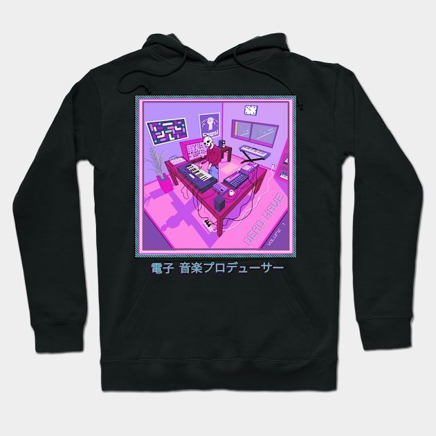 Electronic Synthwave Music Producer Vaporwave Hoodie by Mewzeek_T